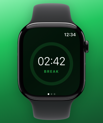 PomoRing short break screen on Apple Watch
