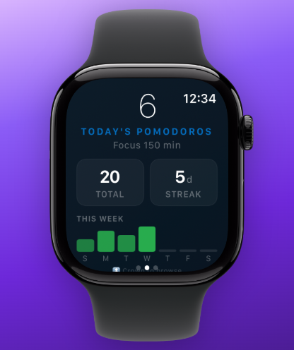 PomoRing focus statistics on Apple Watch